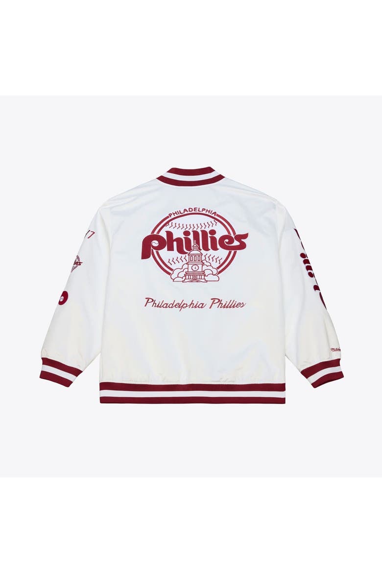 Men's Mitchell & Ness White Philadelphia Phillies Cooperstown Collection Arctic Lightweight Satin Full-Snap Jacket, Alternate, color, White