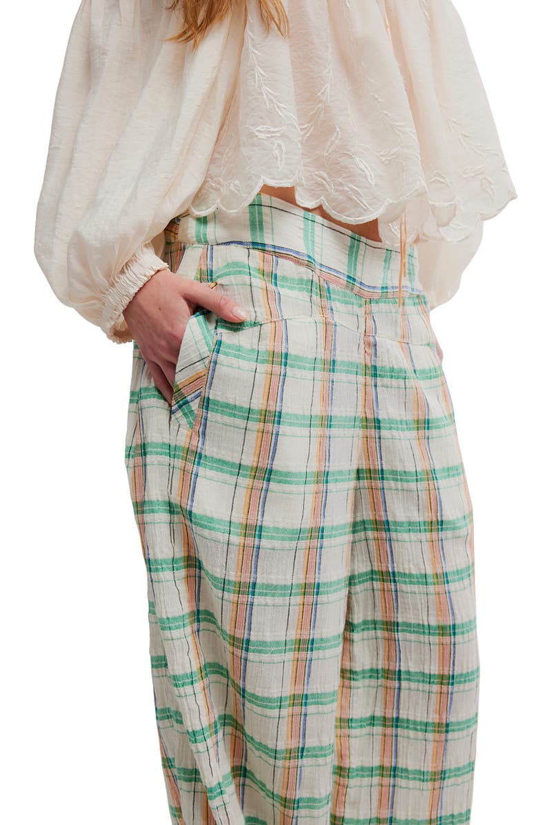 Free People Hour Glass Plaid Wide Leg Pants, Alternate, color, 