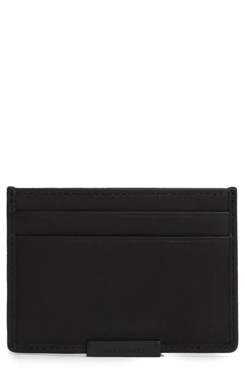 AllSaints Dove Leather Card Case, Main, color, 
