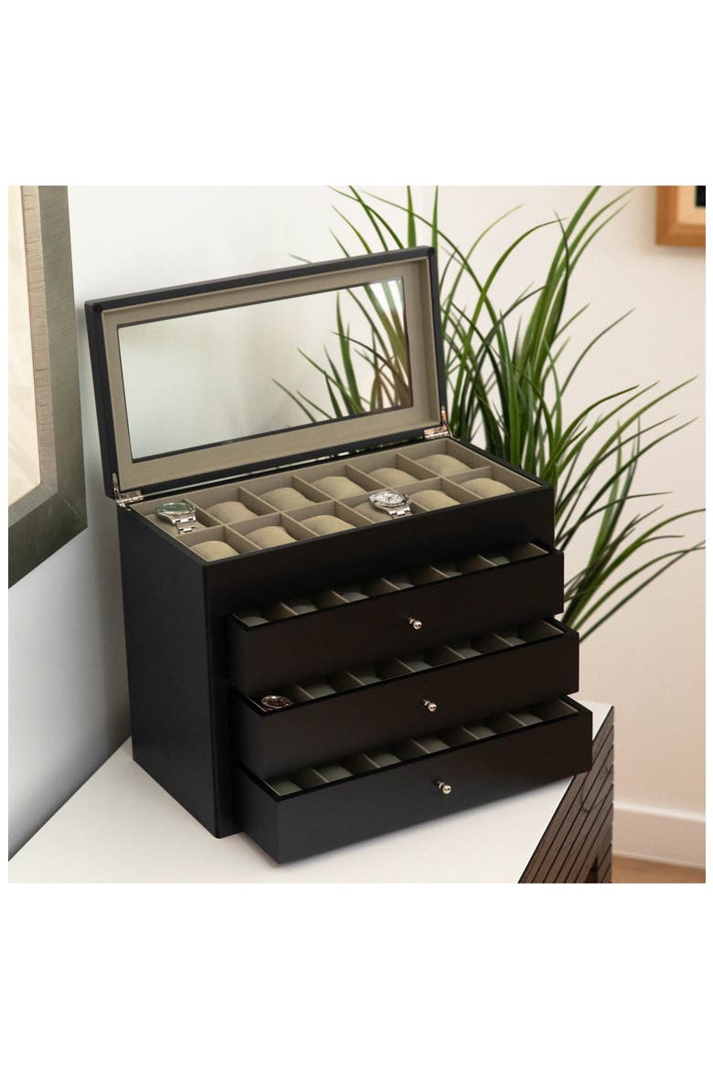 Wood Watch Box, Alternate, color, BLACK