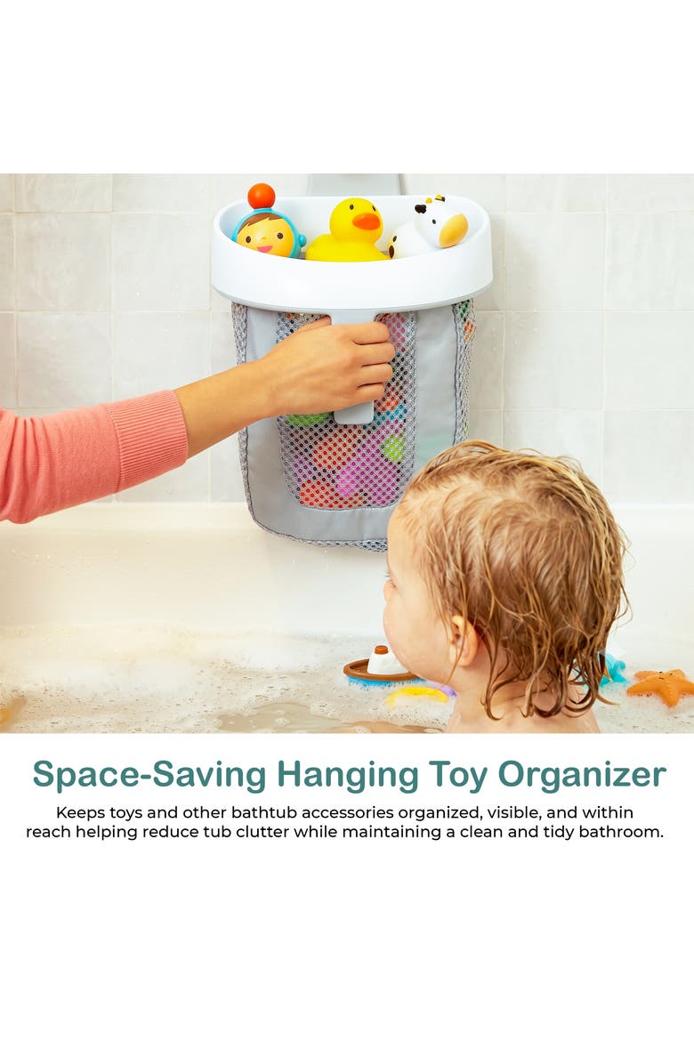 Mesh Hanging Bath Toy Storage Organizer with Suction Cup, Alternate, color, Grey