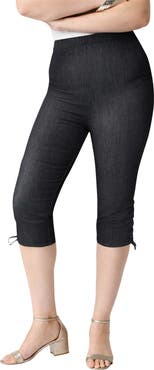 Roaman's Plus Size Comfort Stretch Lace Up Capri Jean