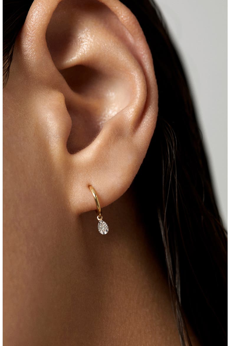 Lab-Grown Diamond Teardrop Huggie Hoop Earrings, Alternate, color, YELLOW GOLD