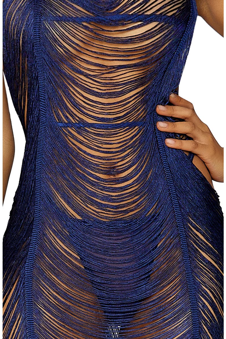 Drape Fringe Chemise & G-String Set, Alternate, color, MIDNIGHT