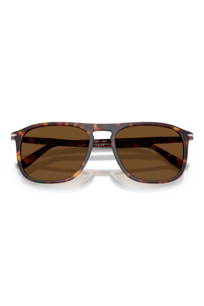 Gender Inclusive PO3392S 57mm Polarized Square Sunglasses, Alternate, color, HAVANA / POLAR BROWN
