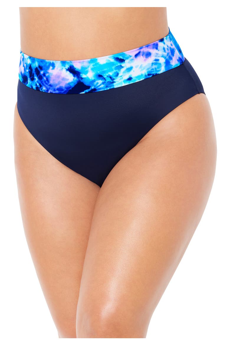 High Waist Cheeky Shirred Brief (plus Available), Main, color, Electric Ocean