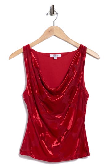 Afrm Los Angeles Gia Burnout Cowl Neck Tank In Red