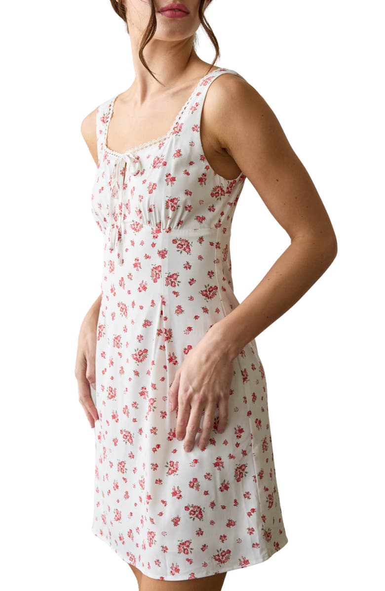 Blu Pepper Floral Keyhole Minidress, Alternate, color,