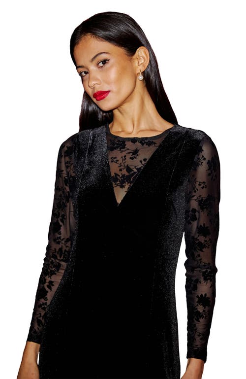 Yumi Fitted Velvet Dress In Black