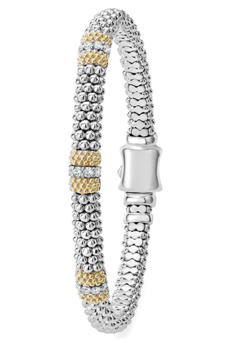 Lux Caviar Diamond Station Bracelet, Alternate, color, SILVER/GOLD/DIAMOND