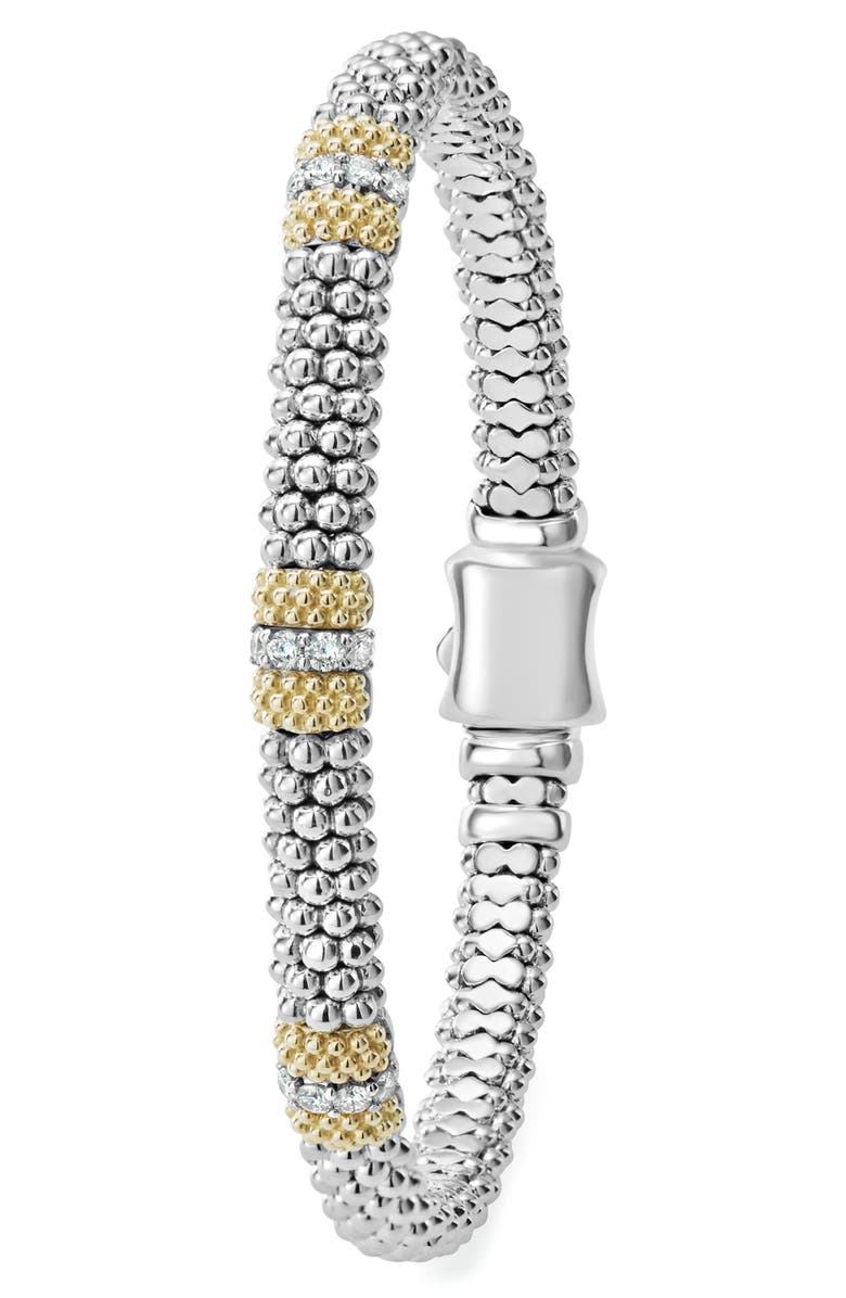 LAGOS Lux Caviar Diamond Station Bracelet, Alternate, color, Silver/Gold/Diamond