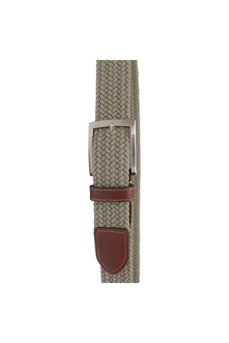 Stretch Braid with Full Grain Leather Tips, Alternate, color, Khaki