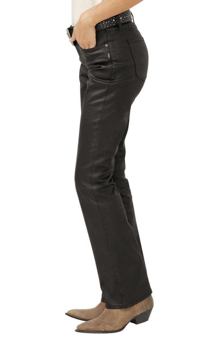 Silver Jeans Co. Suki Coated Curvy Mid Rise Slim Bootcut Jeans, Alternate, color, Black