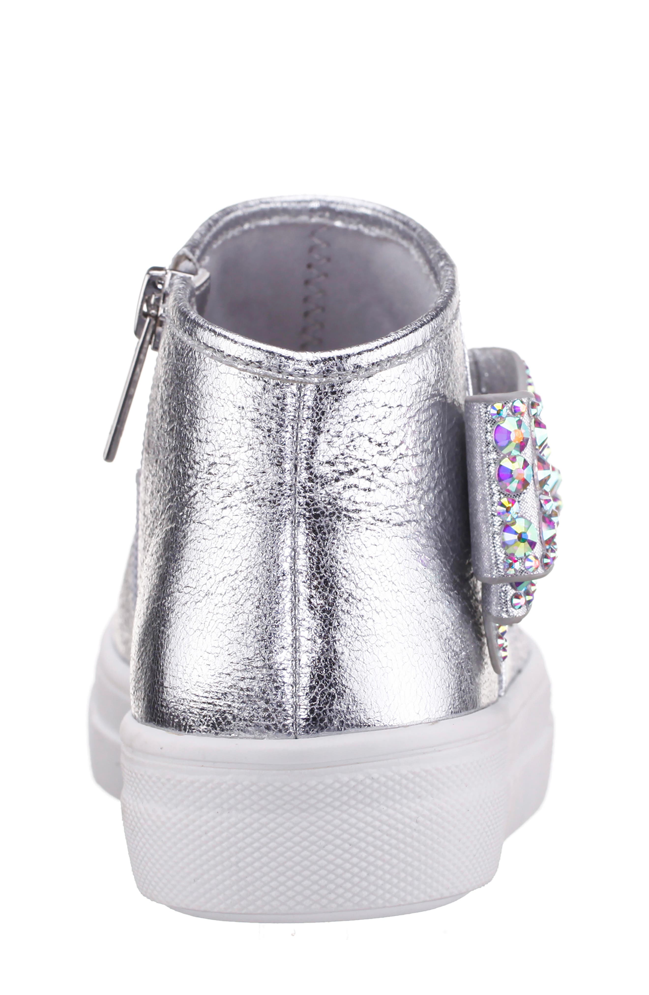 Nina Kids' Gwenny Sneaker, Alternate, color, Silver Crackled Metallic