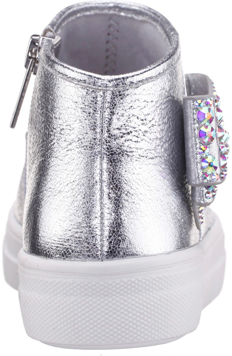 Nina Kids' Gwenny Sneaker, Alternate, color, Silver Crackled Metallic