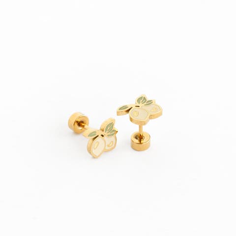 Lemon Bunch Hypoallergenic Flatback Stud Earrings