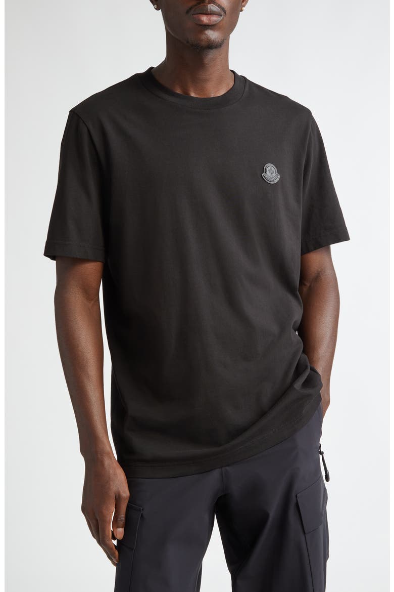 Logo Patch Cotton T-Shirt, Main, color, BLACK