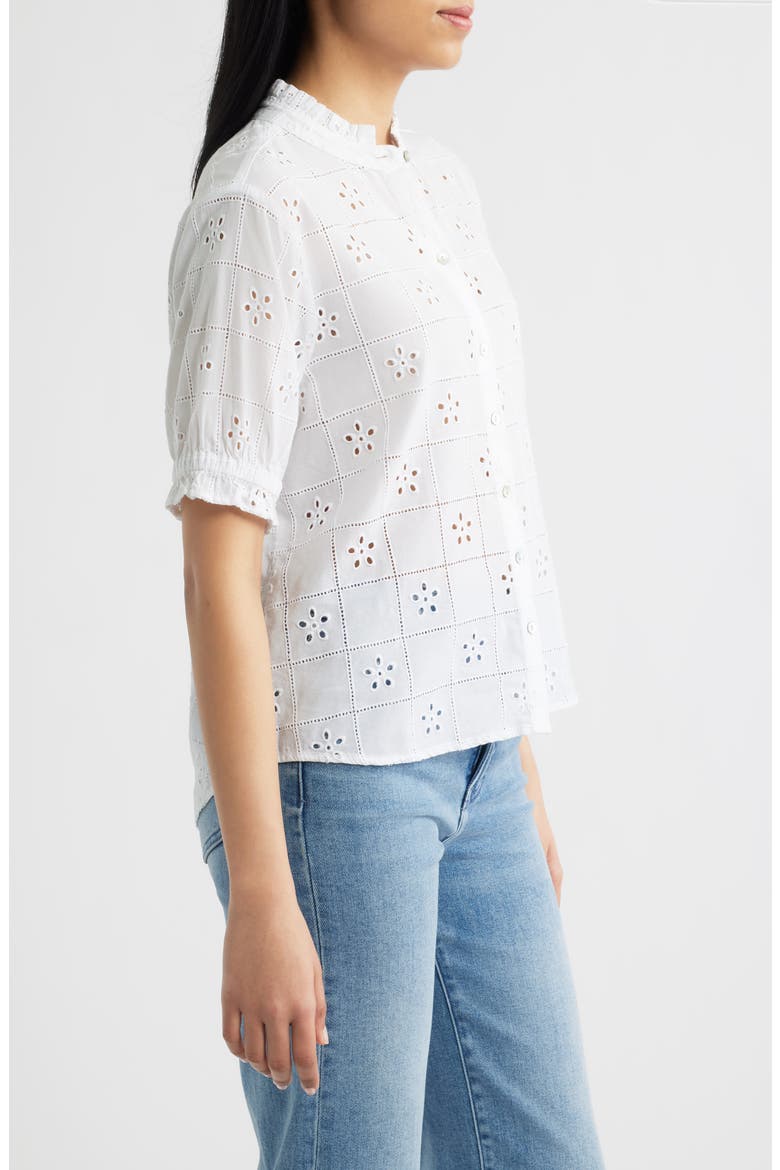 Eyelet Embroidery Woven Shirt, Alternate, color, WHITE