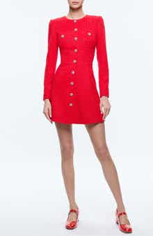 Alice + Olivia Shiloh Long Sleeve Tweed Minidress
