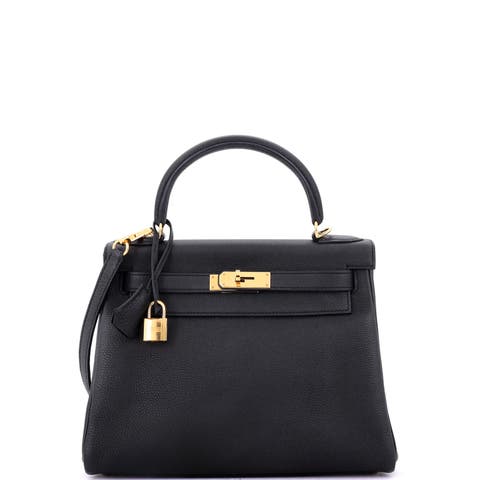Kelly Handbag Black Togo with Gold Hardware 28
