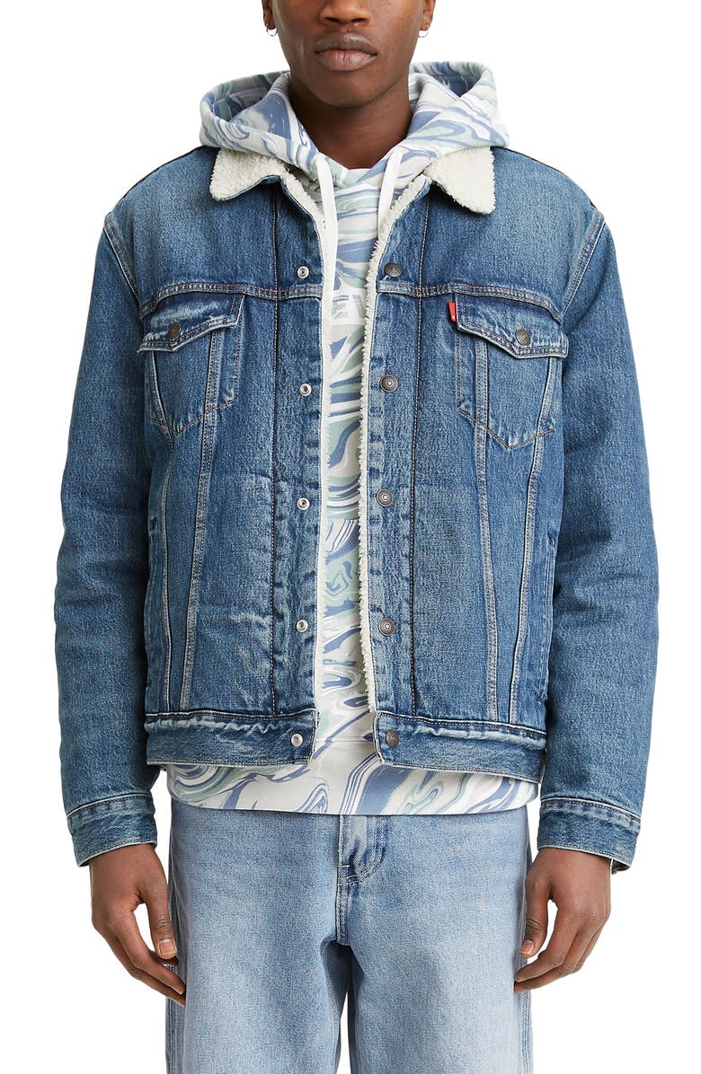 Levi's<sup>®</sup> Levis<sup>®</sup> Fleece Denim Trucker Jacket, Main, color, Fable Sherpa Trucker