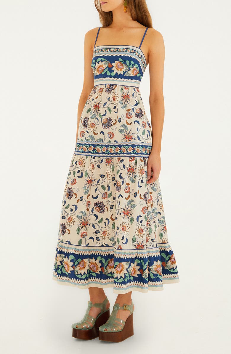 FARM Rio Delhi Floral Tapestry Print Sundress, Alternate, color, Ivory/ Blue/ Soft Pink