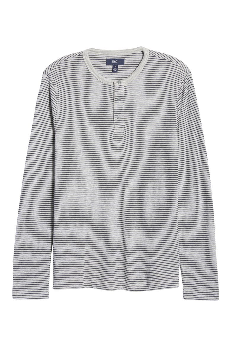 Yarn Dye Stripe Henley, Alternate, color, GREY HEATHER NAVY IRIS STRIPE