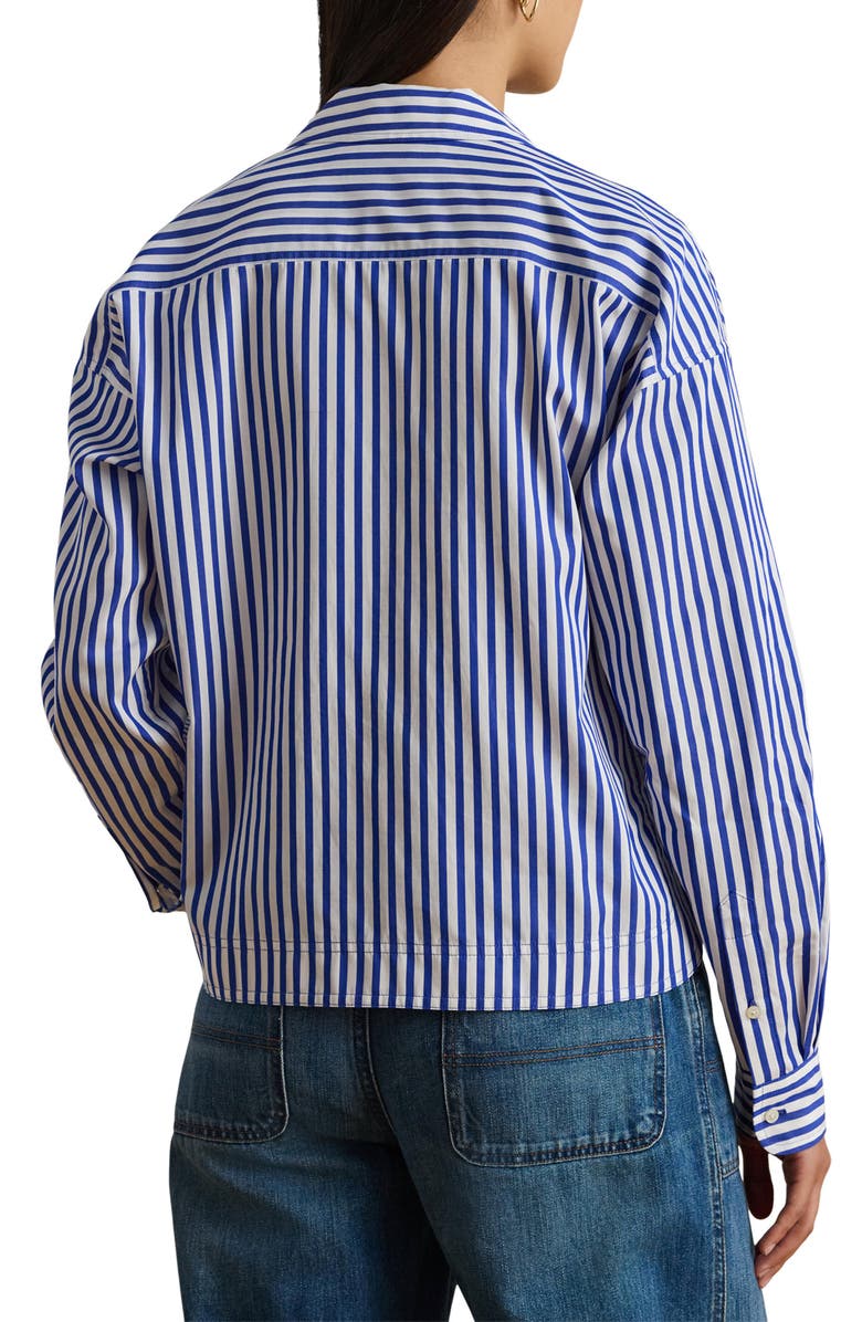 Lauren Ralph Lauren Stachee '70s Stripe Cotton Broadcloth Popover Shirt, Alternate, color, Blue/ White Multi