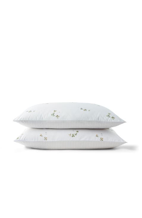 Clover Romantic Floral Striped Reversible Pillowcase Pairs