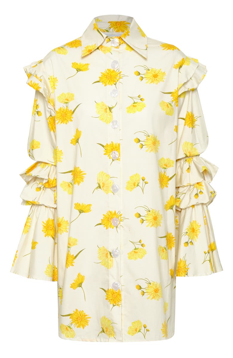 The Lulo Project The Night Owl Floral Long Sleeve Stretch Cotton Shirtdress, Alternate, color, Maxi Daisy