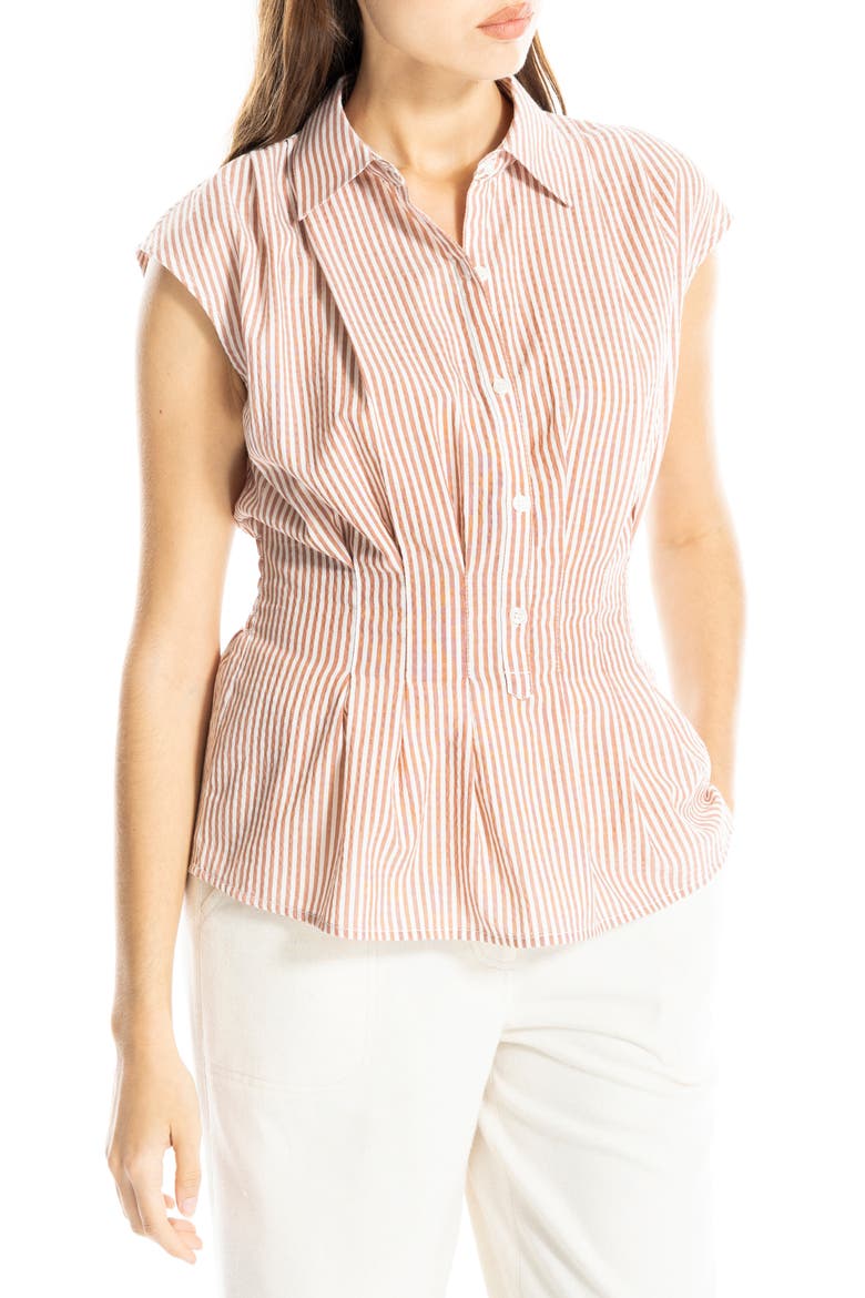Striped Cap Sleeve Shirt, Alternate, color, CREAM/ TERRA CANDY STRIPE