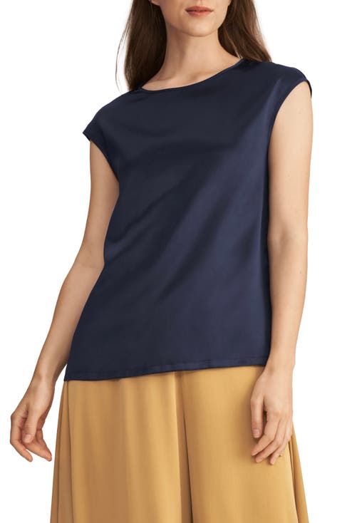 Women's Basic Cap Sleeves Silk Tee