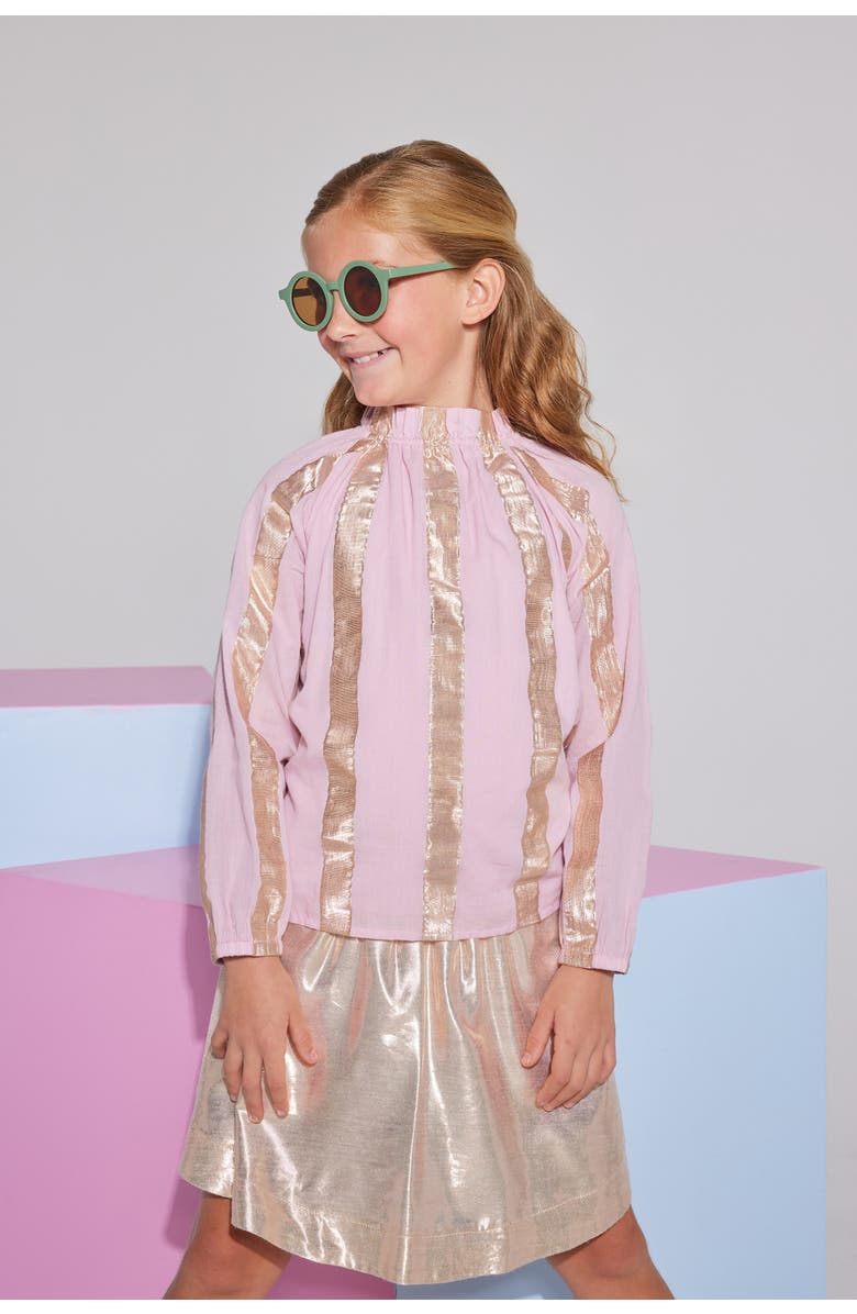 BISBY Kids' Shimmer Stripe Tory Top, Alternate, color, Pink Metallic Stripe