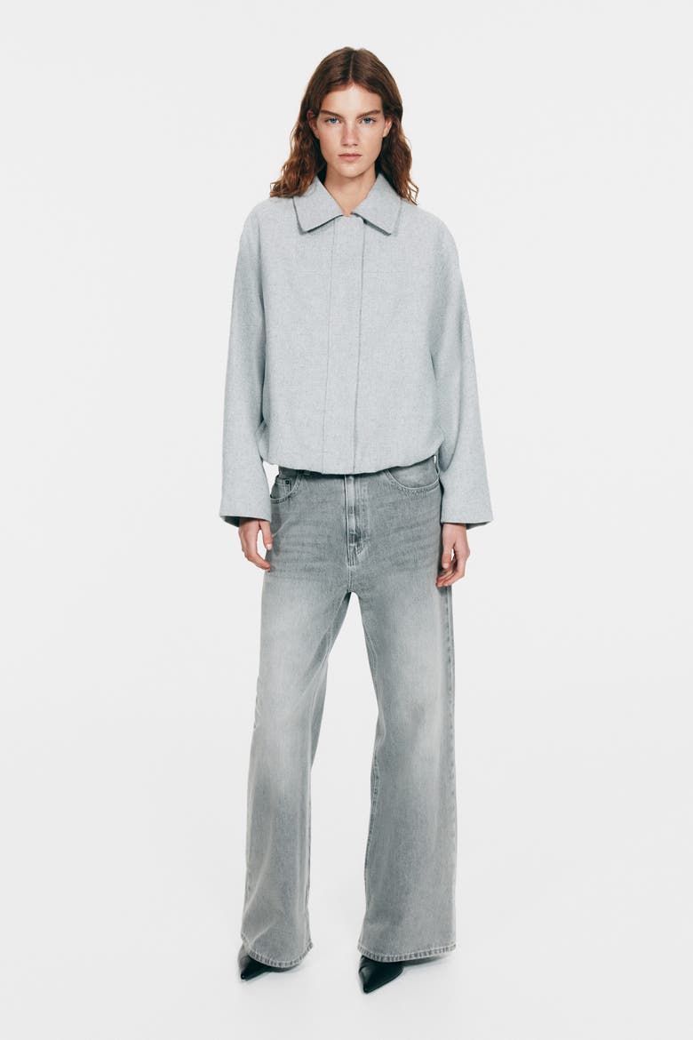 Collared Bomber Jacket, Alternate, color, Gray