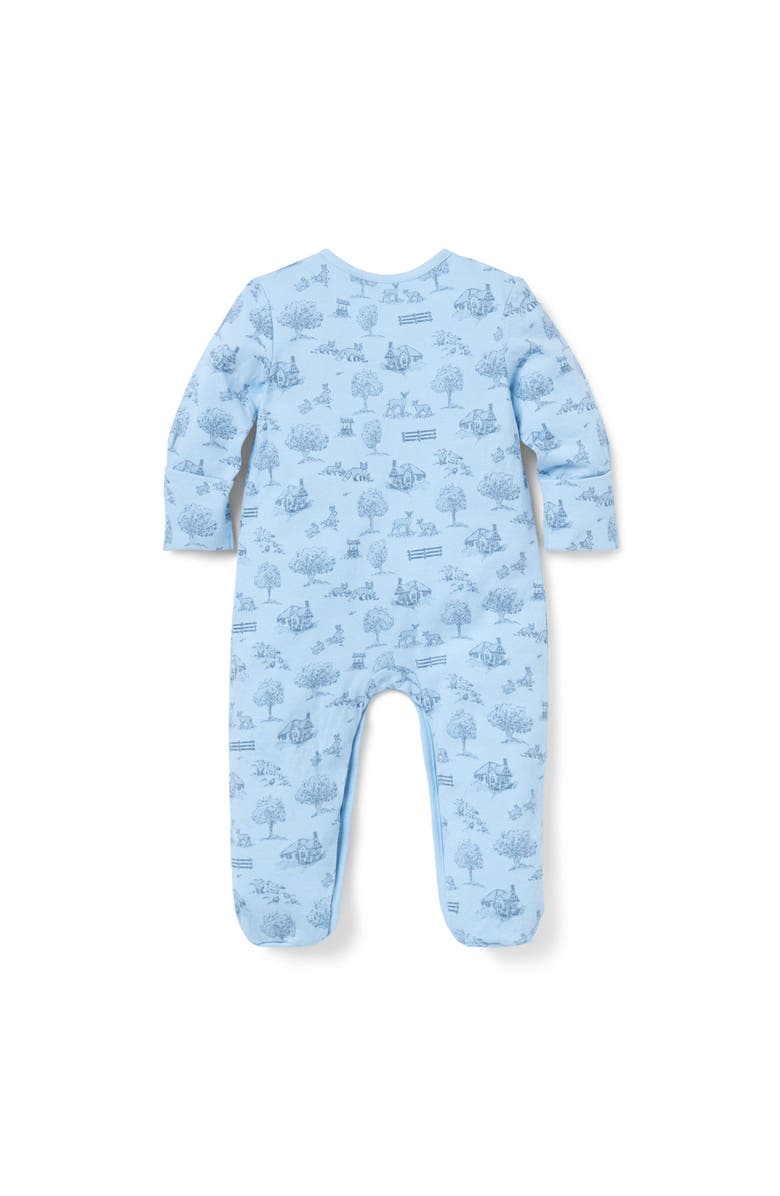 Janie and Jack Baby Woodland Toile Wrap Footed One-Piece, Alternate, color, Blue