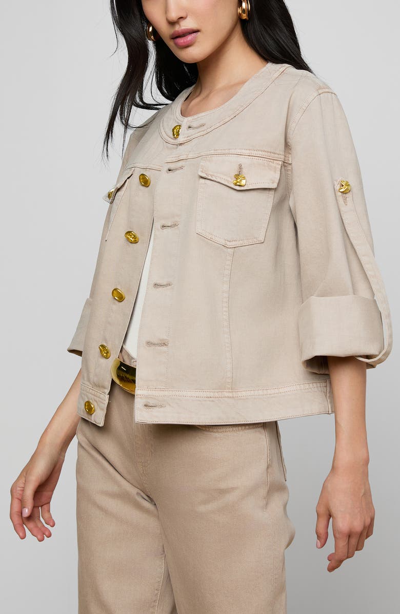 L'AGENCE Anouk Collarless Jacket, Alternate, color, Biscuit