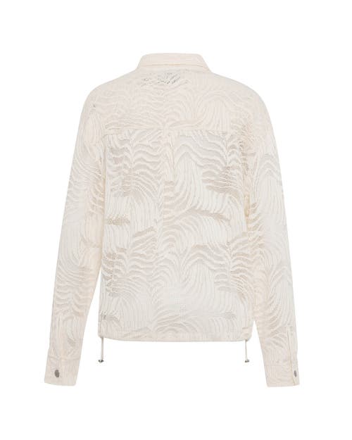 Theo The Label Artemis Fern Lace Bomber Jacket In Ivory