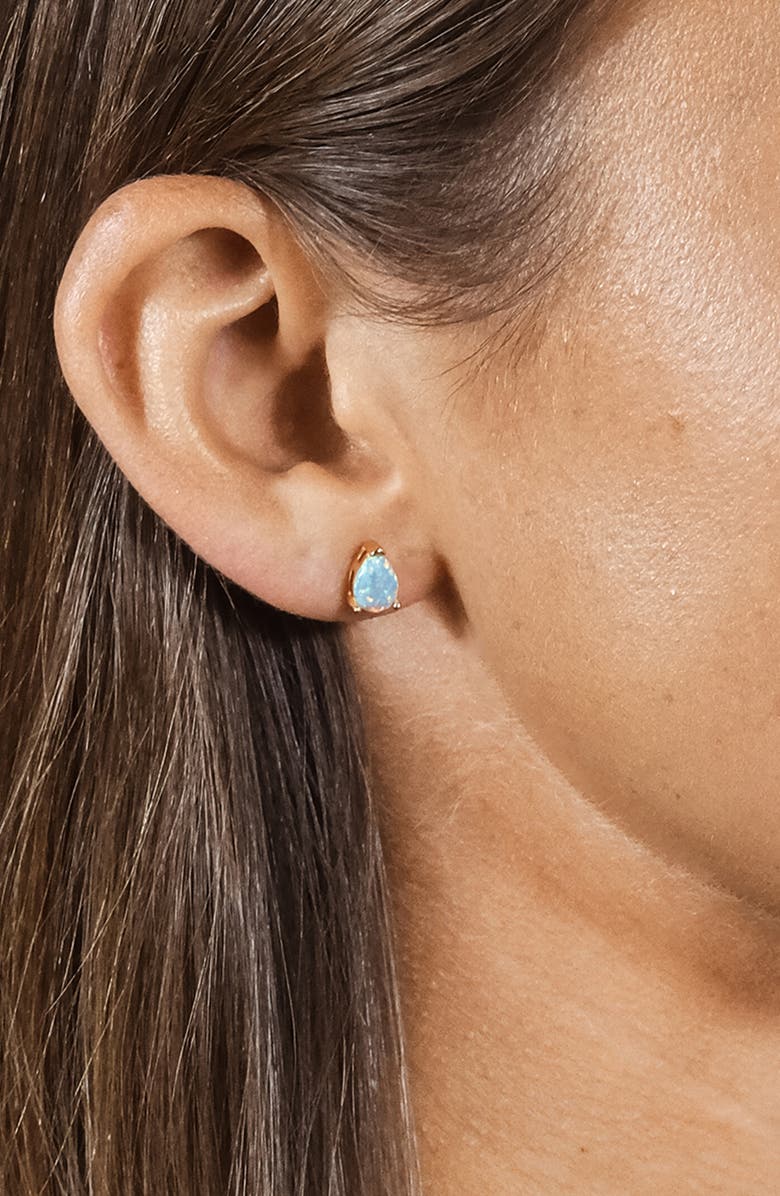 Sterling Forever Isla Created Opal Stud Earrings, Alternate, color, Gold