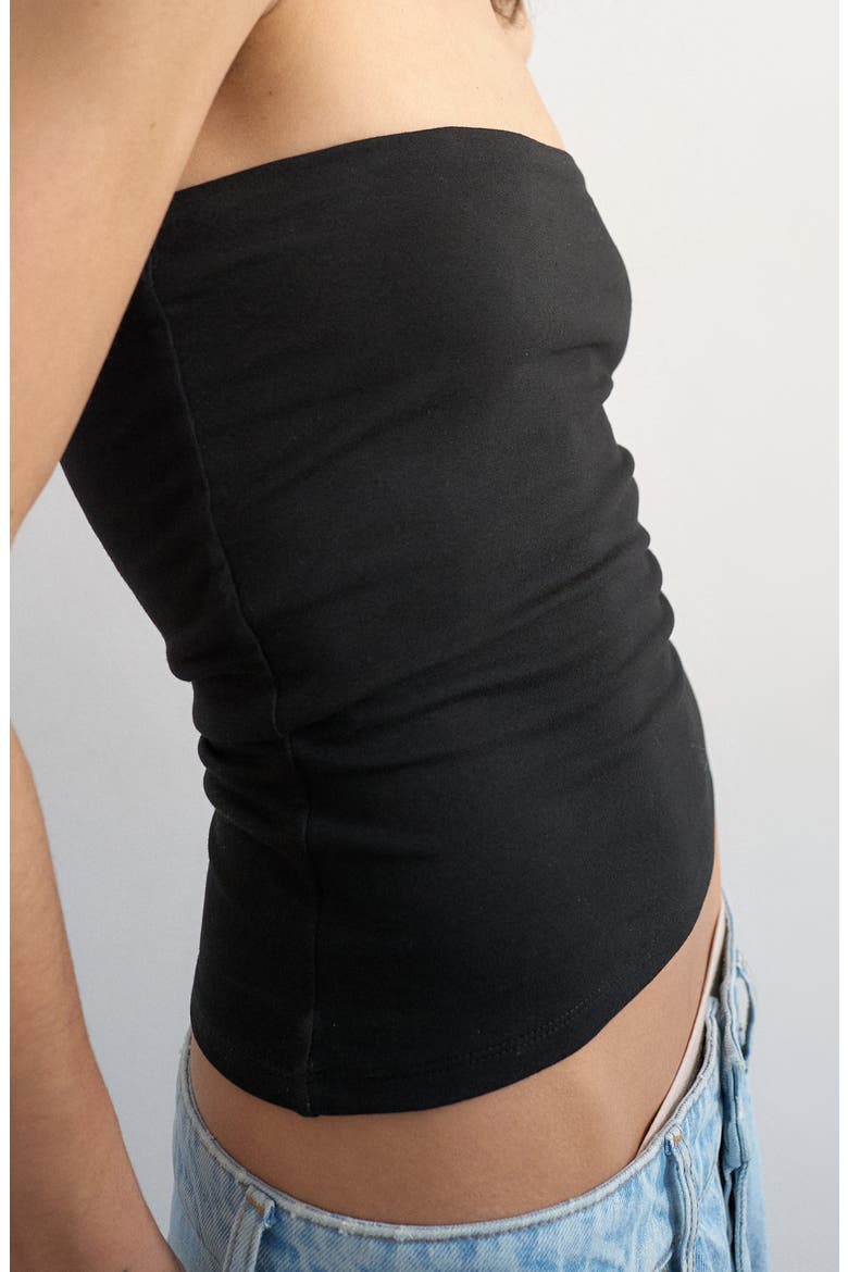 Stretch Cotton Tube Top, Alternate, color, BLACK