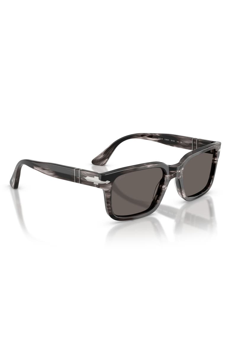 Persol 53mm Rectangular Sunglasses, Alternate, color, Striped Black / Grey
