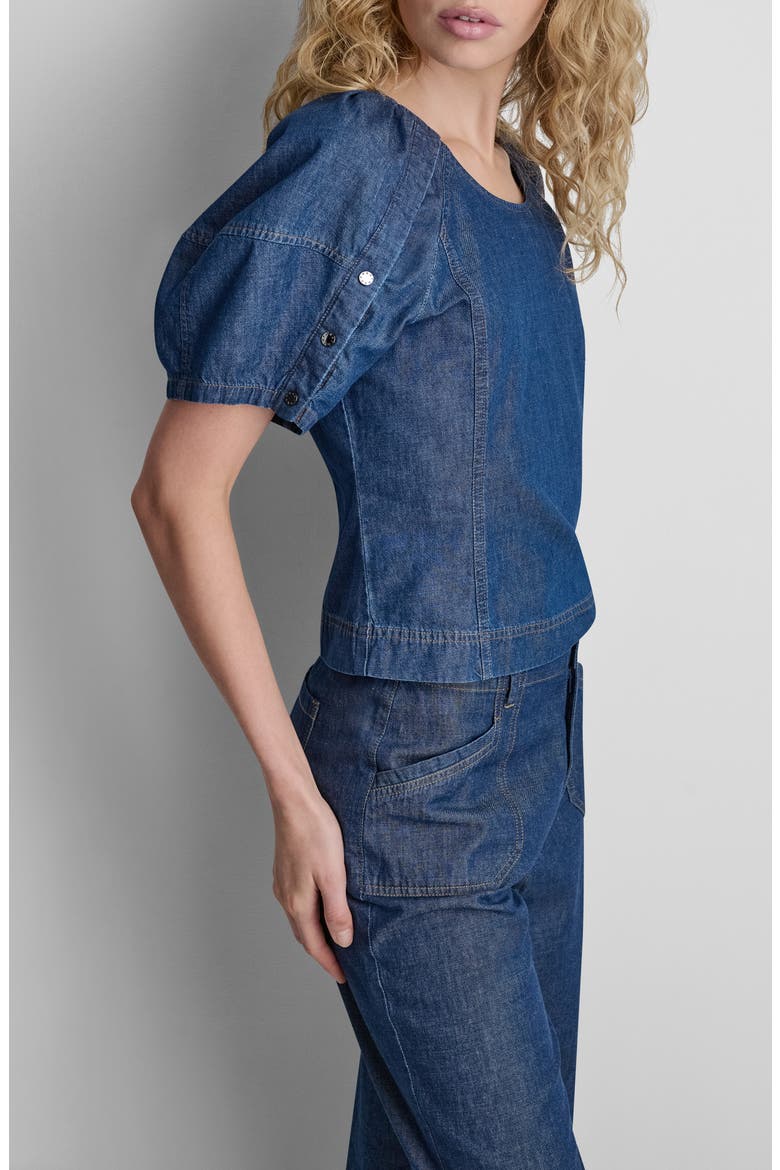 Crosby Lantern Sleeve Denim Top, Alternate, color, CROSBY WASH
