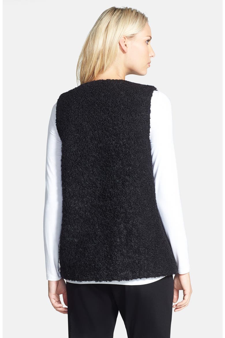 Leather Trim Alpaca Blend Vest, Alternate, color, BLACK