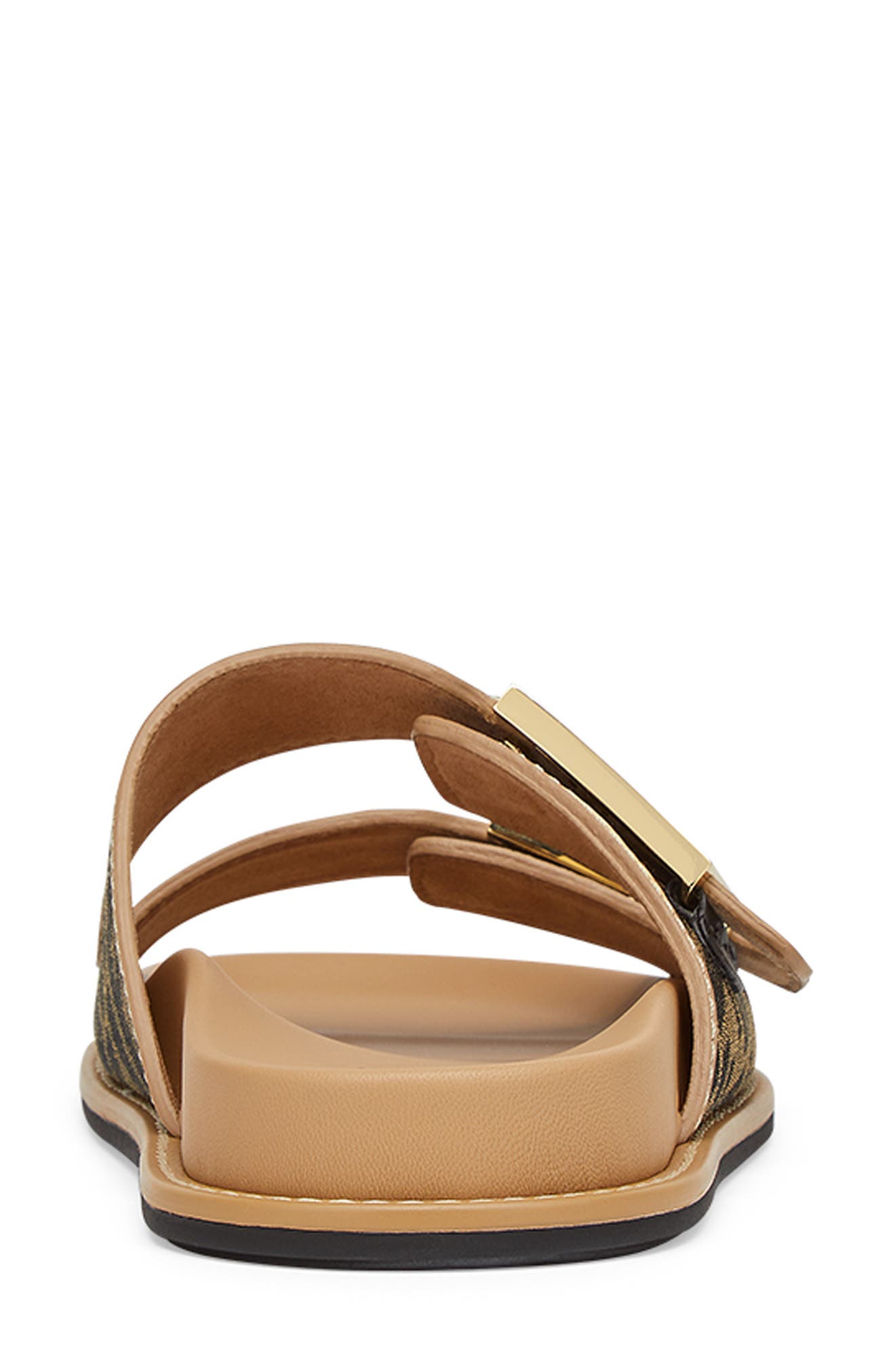 Fendi Feel Busbet Baguette Dual Strap Slide Sandal, Alternate, color, Tobacco Nero