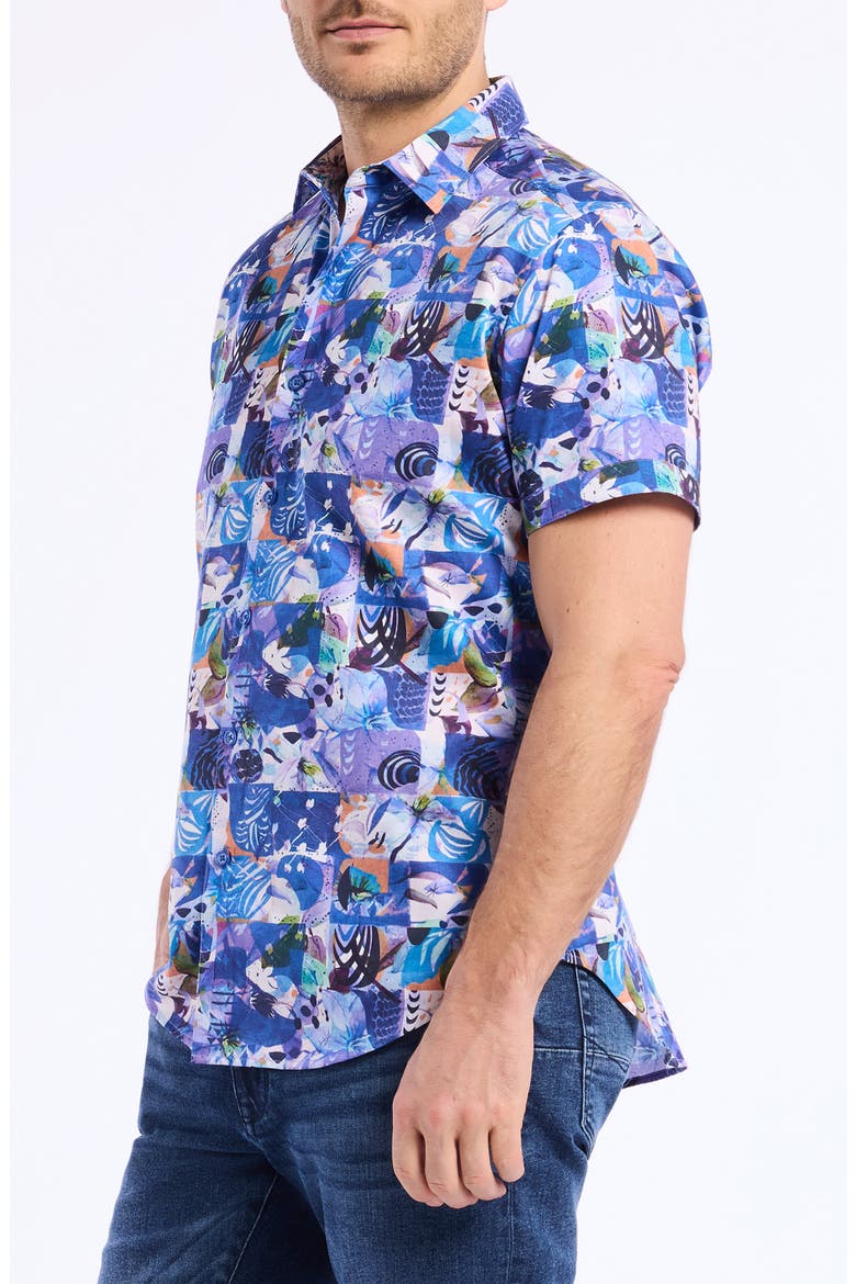 Broward Short Sleeve Cotton Dress Shirt, Alternate, color, BLUE