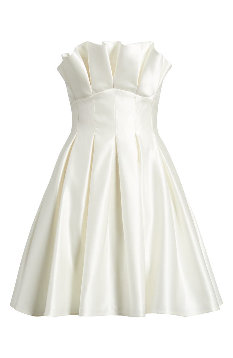 Amsale Pleated Strapless Fit & Flare Cocktail Dress, Alternate, color, Ivory