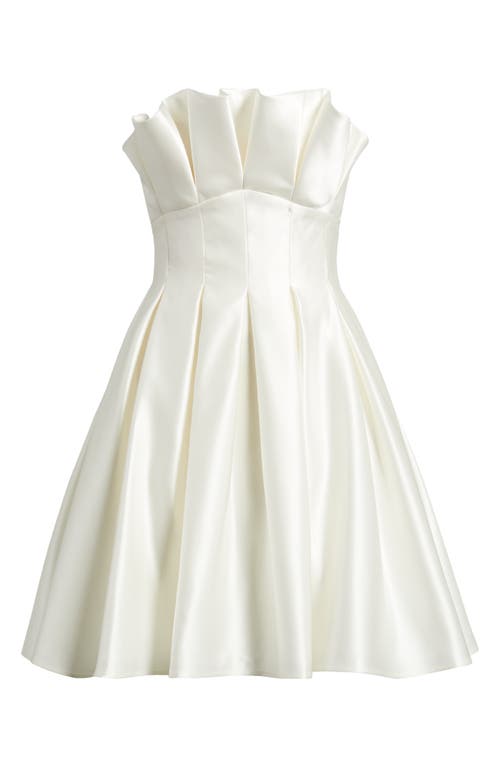 Amsale Inverted Pleat Ruffle Mini Dress In Ivory