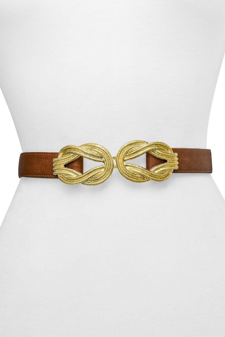 Big Lillian Eternity Knot Belt, Main, color, BROWN
