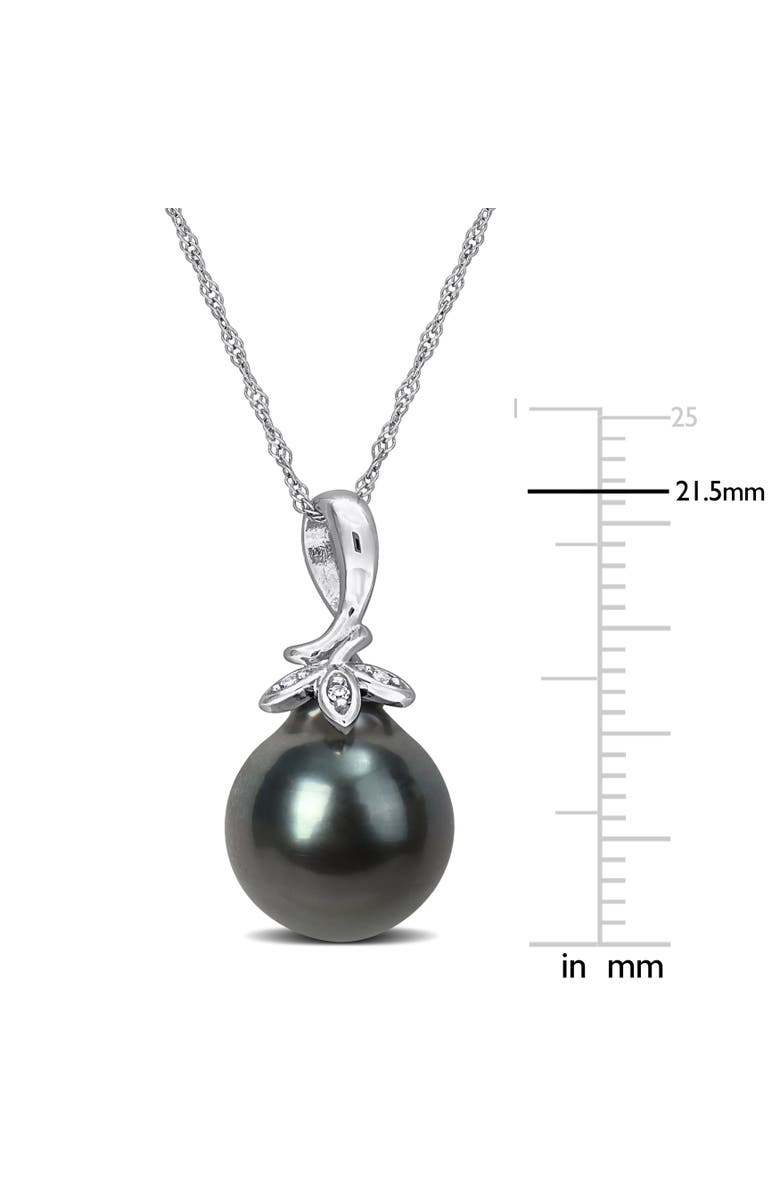 Julianna B. Tahitian Pearl & Diamond Cluster Leaf Necklace 10k, Alternate, color, Pearl