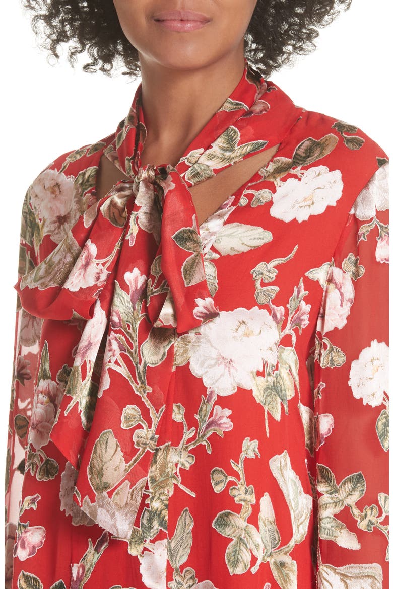 Gwenda Floral Paneled Tunic Dress, Alternate, color, HAZY FLORAL-POPPY