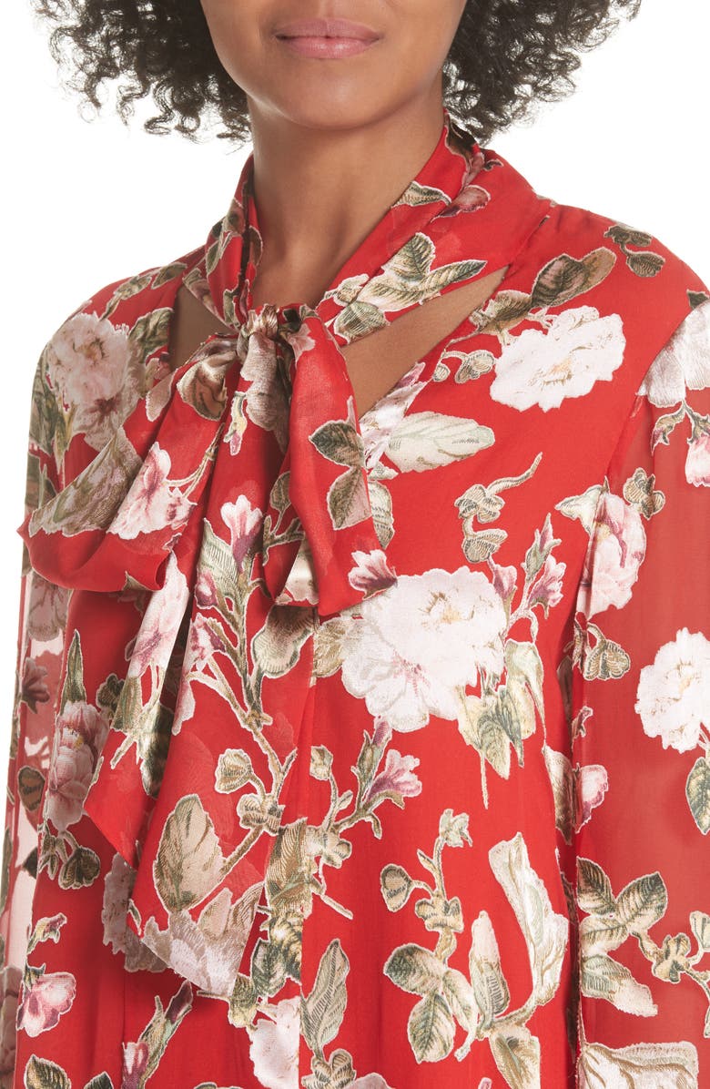 Alice + Olivia Gwenda Floral Paneled Tunic Dress, Alternate, color, 